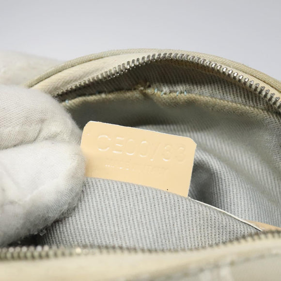 CELINE Macadam Canvas Shoulder Bag Light Blue Silver Auth 123219