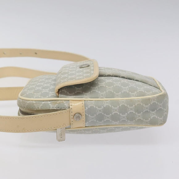 CELINE Macadam Canvas Shoulder Bag Light Blue Silver Auth 123219