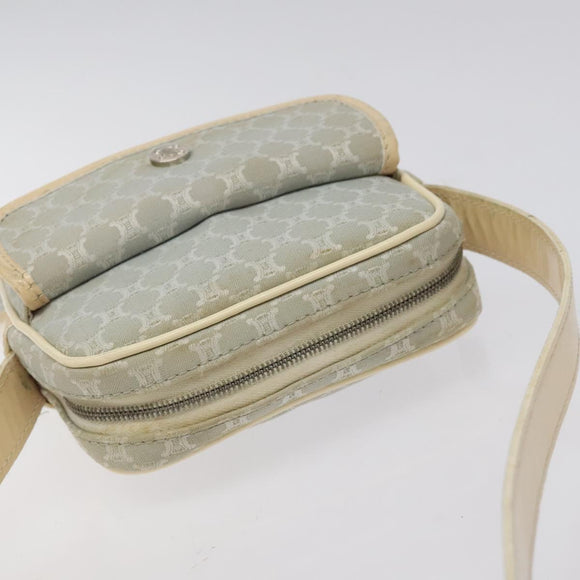 CELINE Macadam Canvas Shoulder Bag Light Blue Silver Auth 123219