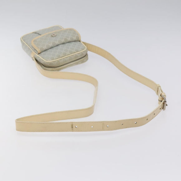 CELINE Macadam Canvas Shoulder Bag Light Blue Silver Auth 123219