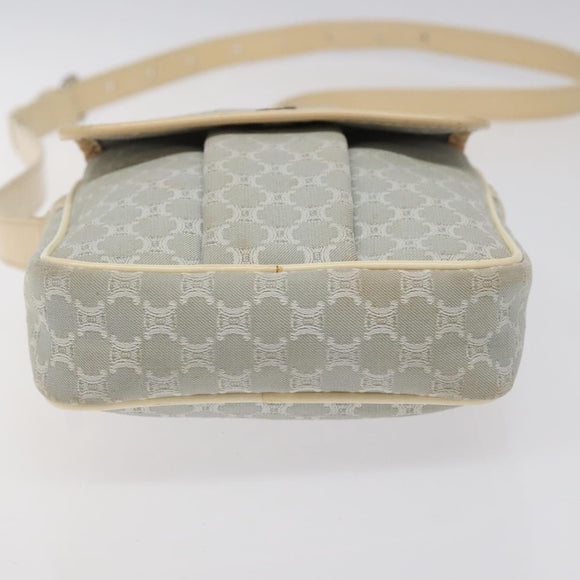 CELINE Macadam Canvas Shoulder Bag Light Blue Silver Auth 123219
