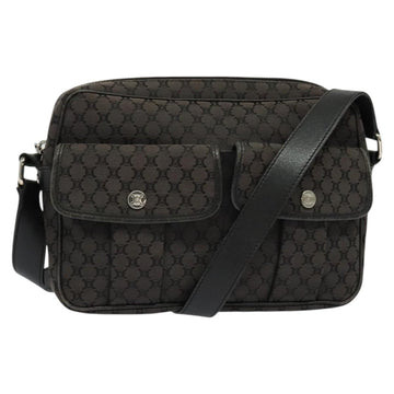 CELINE Macadam Canvas Shoulder Bag Black Silver Auth 123220