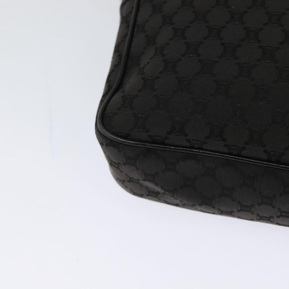 CELINE Macadam Canvas Shoulder Bag Black Silver Auth 123220