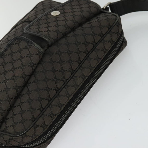 CELINE Macadam Canvas Shoulder Bag Black Silver Auth 123220