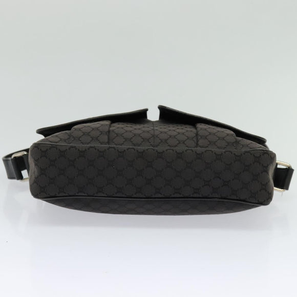 CELINE Macadam Canvas Shoulder Bag Black Silver Auth 123220