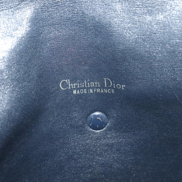 Christian Dior Trotter Canvas Shoulder Bag Navy Gold Auth 123224