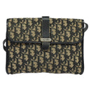 Christian Dior Trotter Canvas Shoulder Bag Navy Gold Auth 123224-13