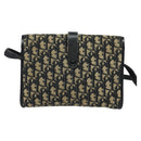 Christian Dior Trotter Canvas Shoulder Bag Navy Gold Auth 123224-2