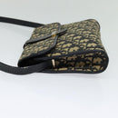 Christian Dior Trotter Canvas Shoulder Bag Navy Gold Auth 123224-3