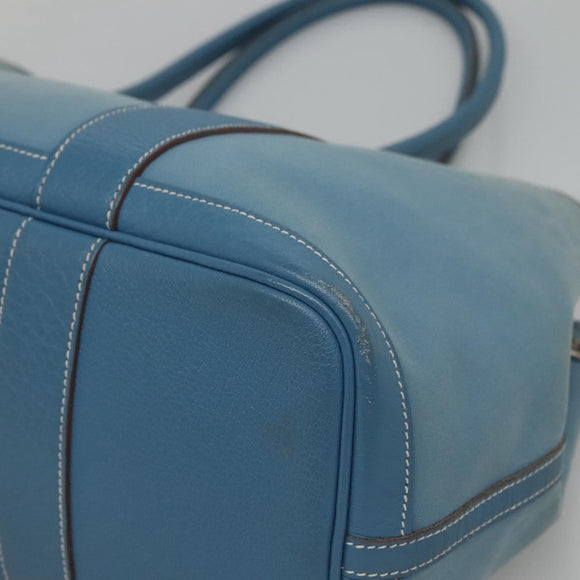 HERMES Garden Party PM Hand Bag Canvas Blue Auth 123229