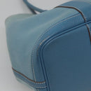 HERMES Garden Party PM Hand Bag Canvas Blue Auth 123229-11