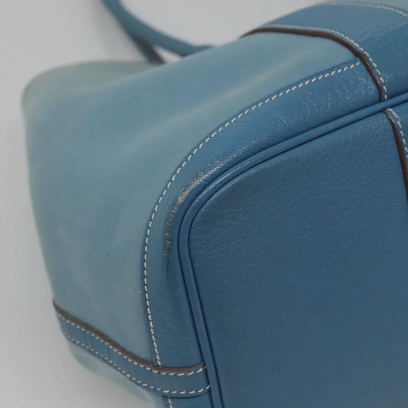 HERMES Garden Party PM Hand Bag Canvas Blue Auth 123229