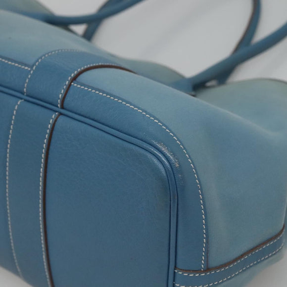 HERMES Garden Party PM Hand Bag Canvas Blue Auth 123229