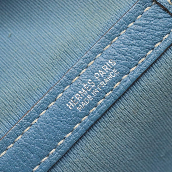HERMES Garden Party PM Hand Bag Canvas Blue Auth 123229