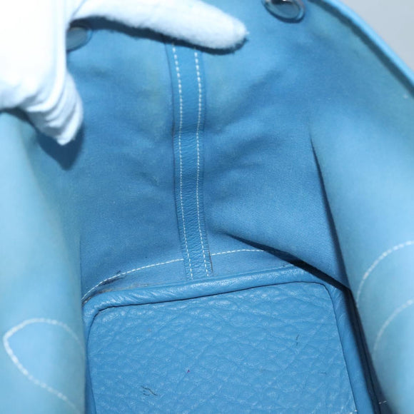 HERMES Garden Party PM Hand Bag Canvas Blue Auth 123229