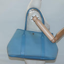 HERMES Garden Party PM Hand Bag Canvas Blue Auth 123229-19