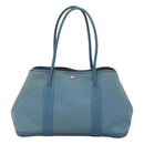 HERMES Garden Party PM Hand Bag Canvas Blue Auth 123229-2