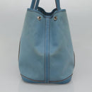 HERMES Garden Party PM Hand Bag Canvas Blue Auth 123229-5