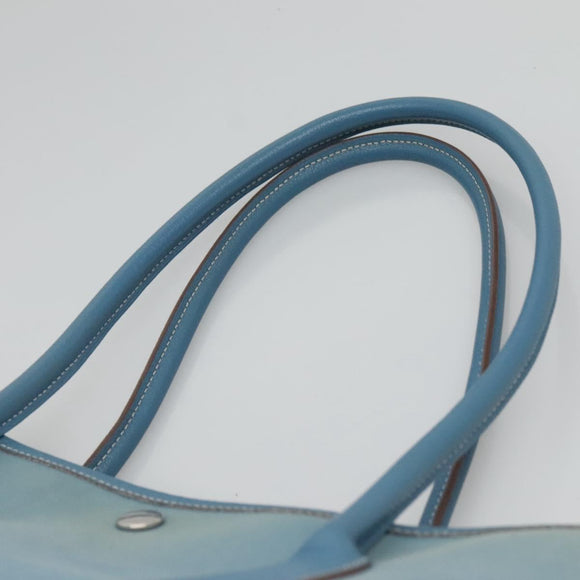 HERMES Garden Party PM Hand Bag Canvas Blue Auth 123229
