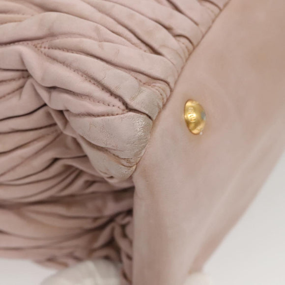 Miu Miu Matelasse Hand Bag Leather 2way Pink Gold Auth 123231