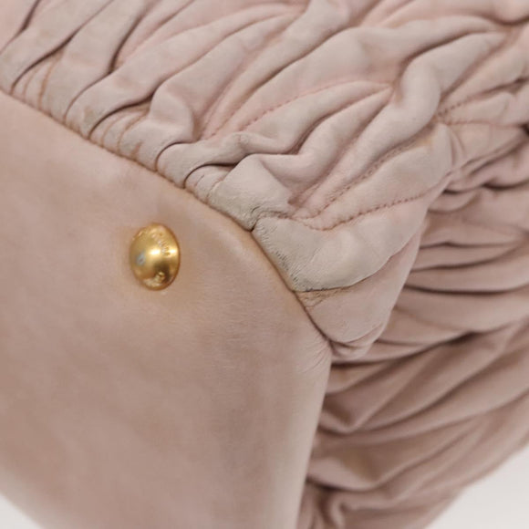 Miu Miu Matelasse Hand Bag Leather 2way Pink Gold Auth 123231