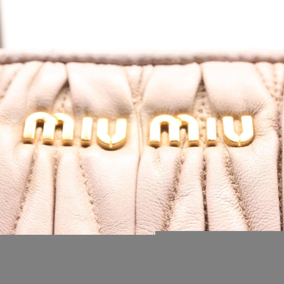 Miu Miu Matelasse Hand Bag Leather 2way Pink Gold Auth 123231