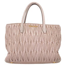 Miu Miu Matelasse Hand Bag Leather 2way Pink Gold Auth 123231-13