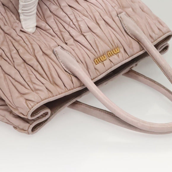 Miu Miu Matelasse Hand Bag Leather 2way Pink Gold Auth 123231