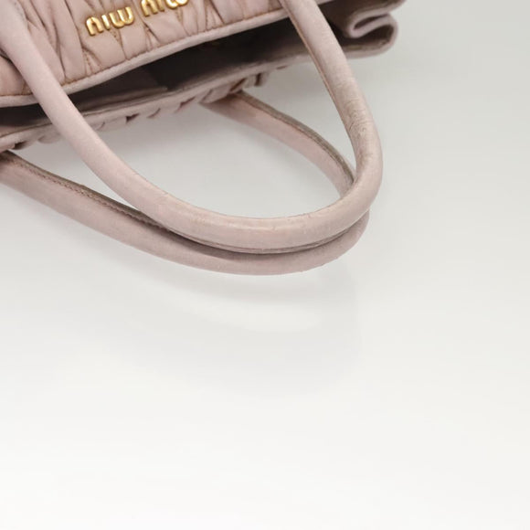 Miu Miu Matelasse Hand Bag Leather 2way Pink Gold Auth 123231