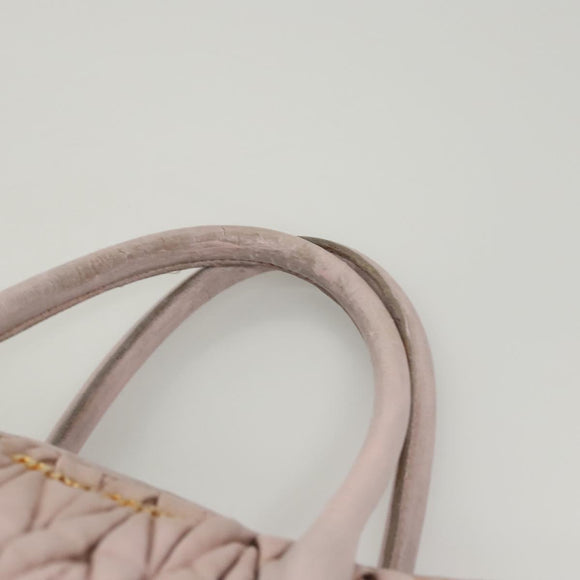 Miu Miu Matelasse Hand Bag Leather 2way Pink Gold Auth 123231