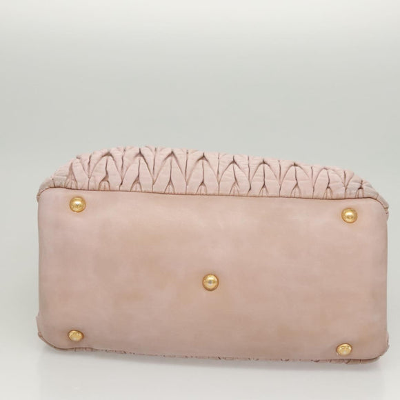 Miu Miu Matelasse Hand Bag Leather 2way Pink Gold Auth 123231