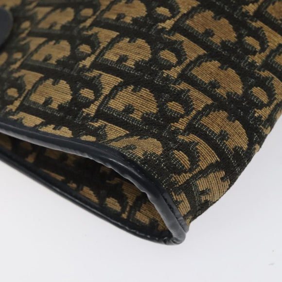 Christian Dior Trotter Canvas Shoulder Bag Navy Gold Auth 123286