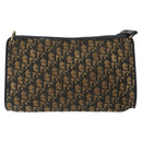 Christian Dior Trotter Canvas Shoulder Bag Navy Gold Auth 123286-2