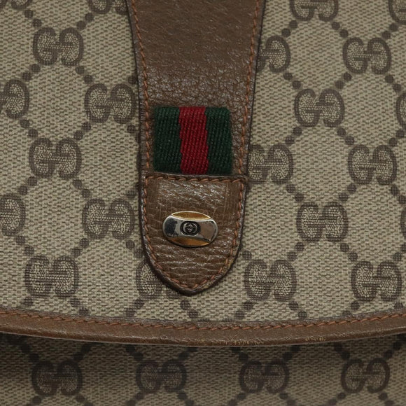 GUCCI GG Supreme Web Sherry Line Clutch Bag PVC Beige Red 89 01 031 Auth 123291