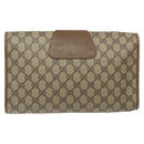 GUCCI GG Supreme Web Sherry Line Clutch Bag PVC Beige Red 89 01 031 Auth 123291-2