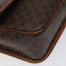 CELINE Macadam Canvas Circle Shoulder Bag PVC Leather Brown Gold Auth 123293-15
