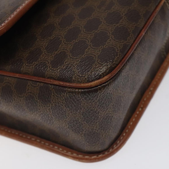CELINE Macadam Canvas Circle Shoulder Bag PVC Leather Brown Gold Auth 123293