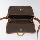 CELINE Macadam Canvas Circle Shoulder Bag PVC Leather Brown Gold Auth 123293-18