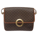 CELINE Macadam Canvas Circle Shoulder Bag PVC Leather Brown Gold Auth 123293-13