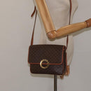 CELINE Macadam Canvas Circle Shoulder Bag PVC Leather Brown Gold Auth 123293-21