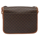 CELINE Macadam Canvas Circle Shoulder Bag PVC Leather Brown Gold Auth 123293-2