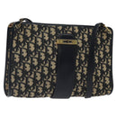 Christian Dior Trotter Canvas Shoulder Bag Navy Gold Auth 123314-1