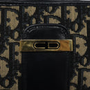 Christian Dior Trotter Canvas Shoulder Bag Navy Gold Auth 123314-10