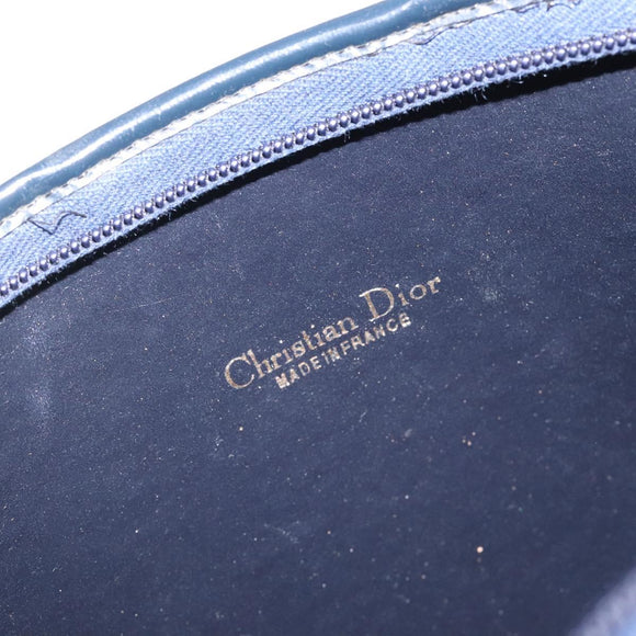 Christian Dior Trotter Canvas Shoulder Bag Navy Gold Auth 123314