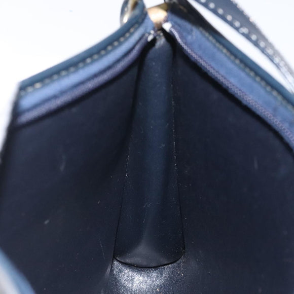 Christian Dior Trotter Canvas Shoulder Bag Navy Gold Auth 123314