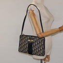 Christian Dior Trotter Canvas Shoulder Bag Navy Gold Auth 123314-19