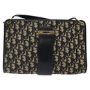 Christian Dior Trotter Canvas Shoulder Bag Navy Gold Auth 123314-13