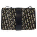 Christian Dior Trotter Canvas Shoulder Bag Navy Gold Auth 123314-2