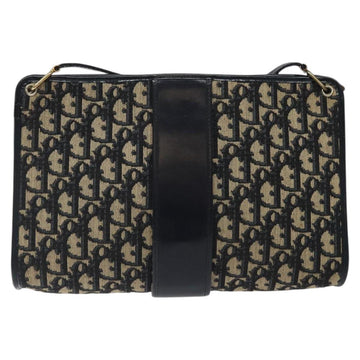 Christian Dior Trotter Canvas Shoulder Bag Navy Gold Auth 123314 - 0
