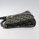 Christian Dior Trotter Canvas Shoulder Bag Navy Gold Auth 123314-4